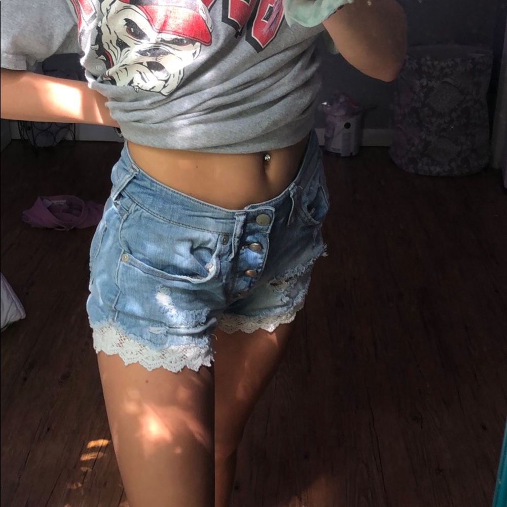 high waist jean shorts